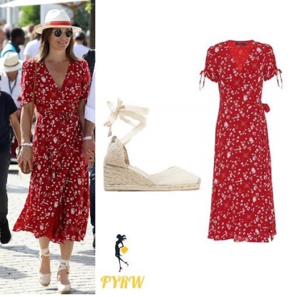 Polo Ralph Lauren Pippa Middleton Red Floral Wrap Dress with Nautical Print - Picture 3 of 10